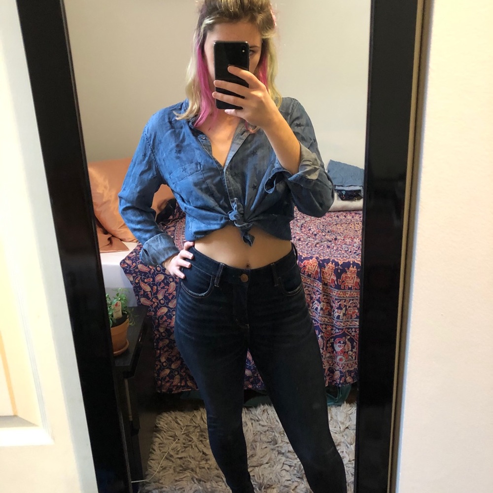 Blue stars button down top